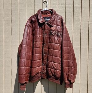 Avirex Quilted Leather Bomber Jacket - Deep Brown